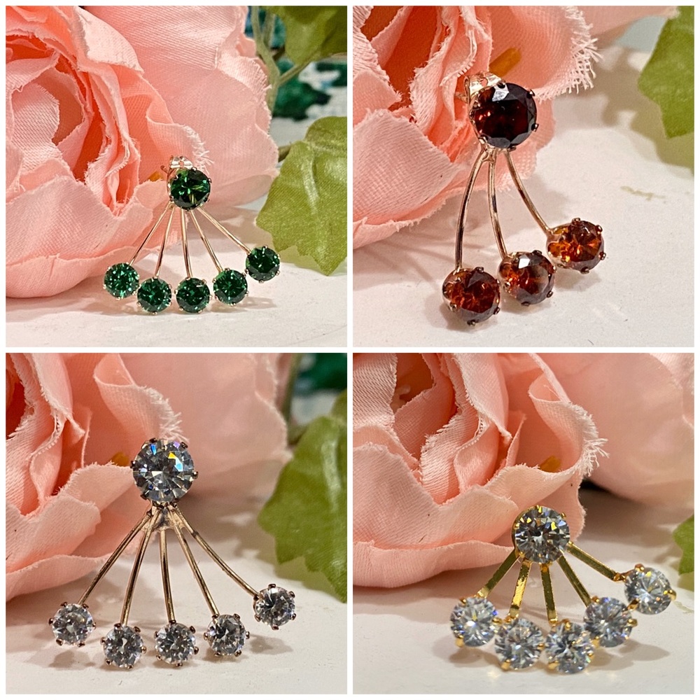 Crystal Earrings Rhinestone Multi-strand Fan